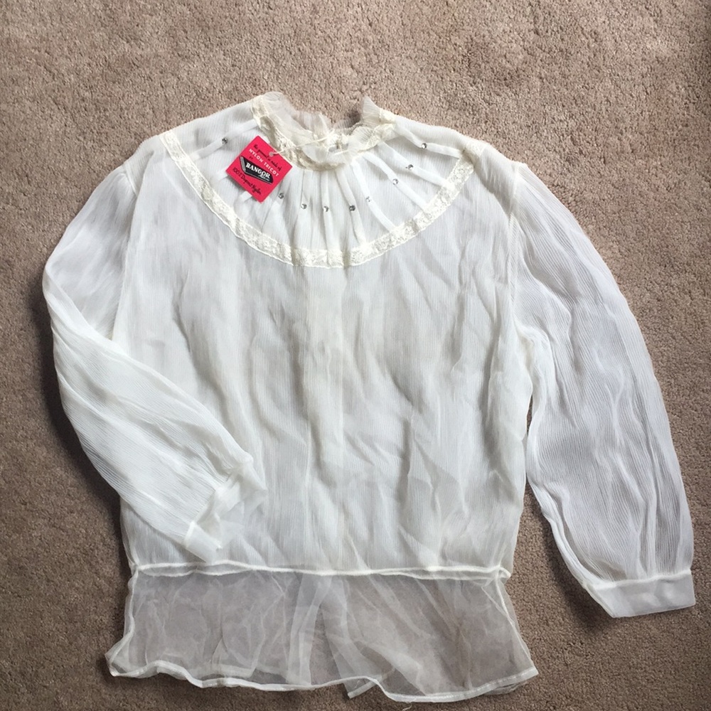 1940-50s era sheer nylon blouse with tags!!